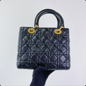 Medium black lambskin lady Dior bag